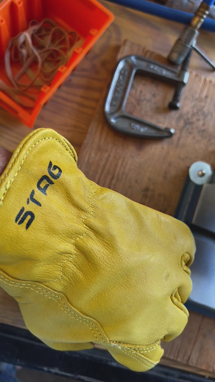 Golden Stag 707 work gloves crafted from supple goatskin leather, designed for superior grip and all-day comfort in demanding tasks