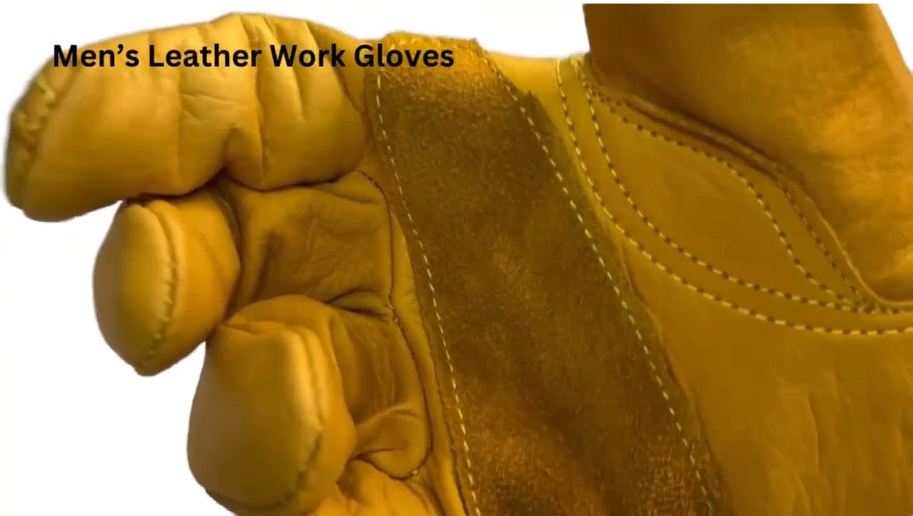 leather work gloves for men construction patch palm yard gloves