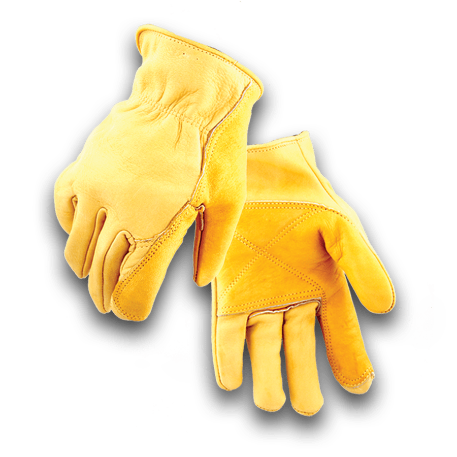 Cowhide Leather Gauntlet Gardening Gloves – Heavy Duty, Thorn Proof, Long Sleeve (Yellow)