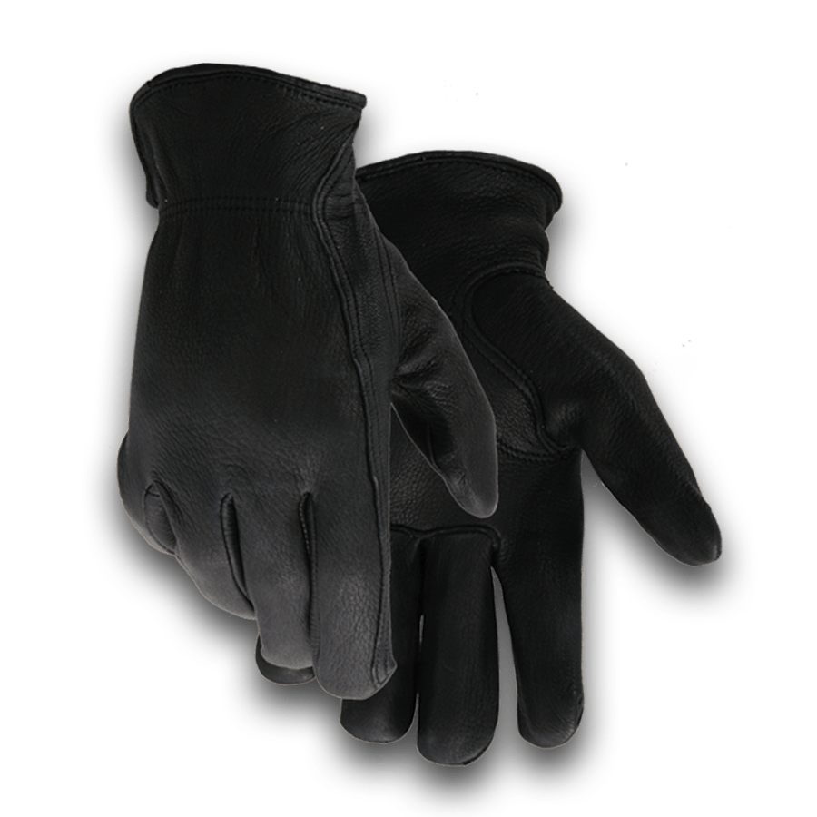 Black leather top work gloves
