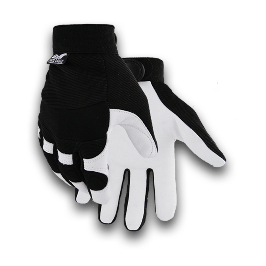 White/Black Goatskin Mechanics Work Gloves