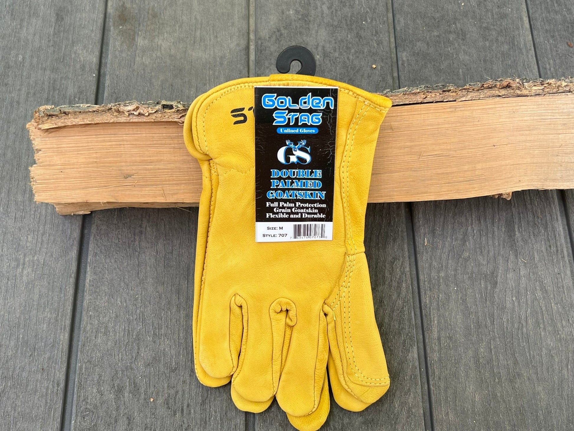 Top view of Golden Stag Gloves 707, showcasing high-quality goatskin leather and durable craftsmanship for reliable hand protection