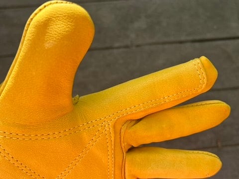 Golden Stag 707 goatskin work gloves with an adjustable wrist and seamless palm, offering maximum dexterity and protection