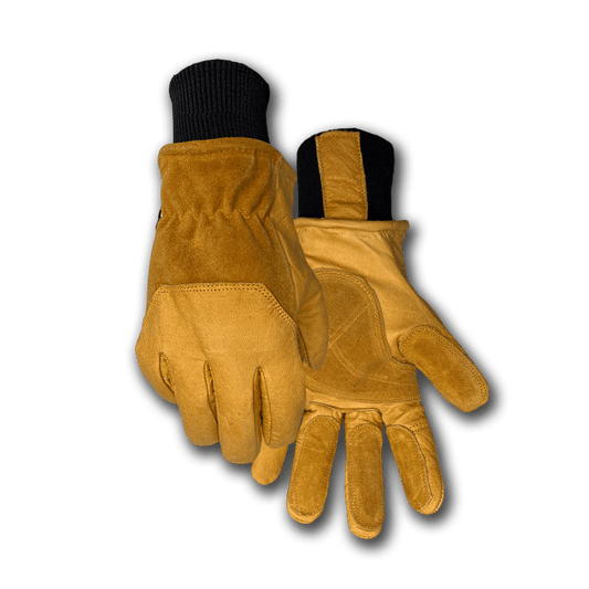 leather glove for winter golden stag glove