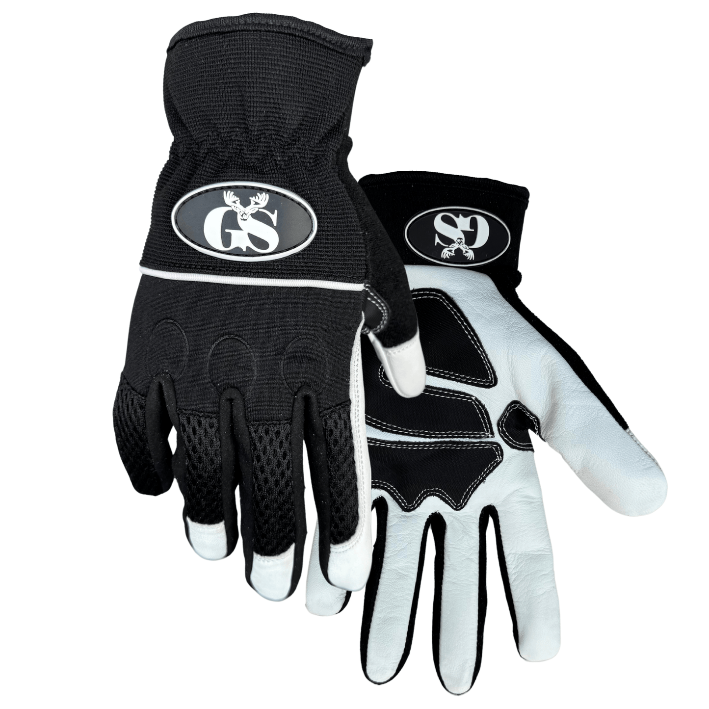 black gloves patch palm stag mechanic gloves