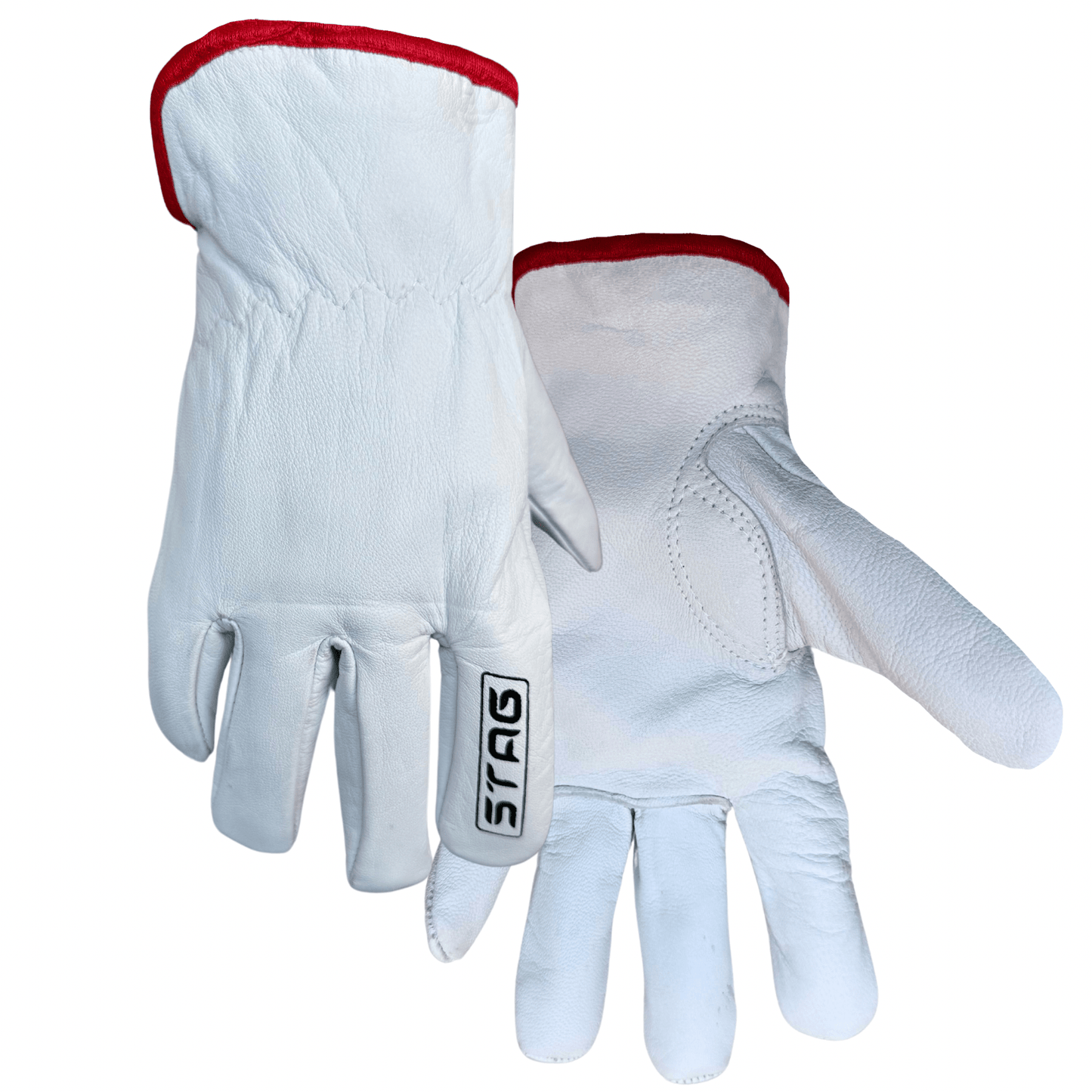 fleece lined winter glove cold weather stag logo goatskin white glove