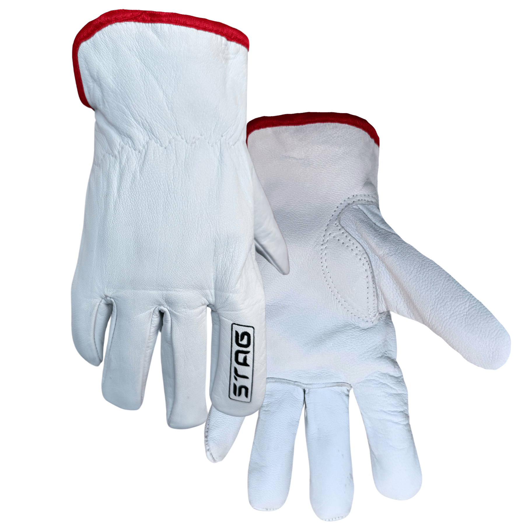 fleece lined winter glove cold weather stag logo goatskin white glove