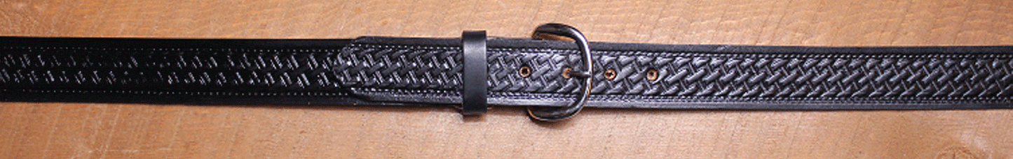 Mens Leather Belt B303 – 1.5" Black Basket-Weave Leather Belt