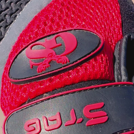 mechanic glove great grip red black leather mesh work glove