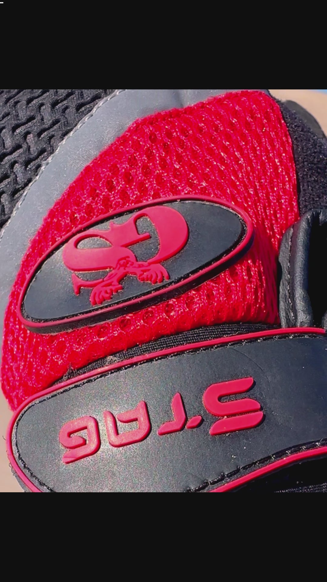 mechanic glove great grip red black leather mesh work glove