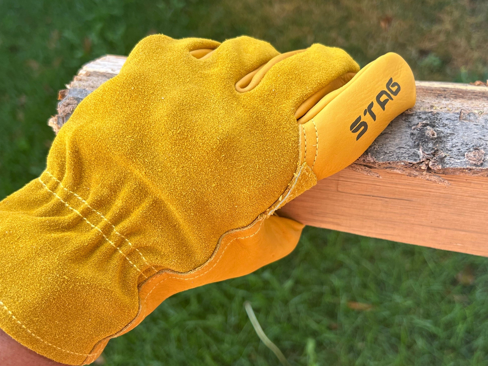 yellow leather gardening gloves Leather Waterproof 240 – Golden Stag Gloves